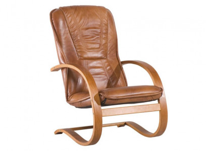 Chair Genuine Leather Brown Natural Wood Modern New Office Chair Soft Seat Dark Color